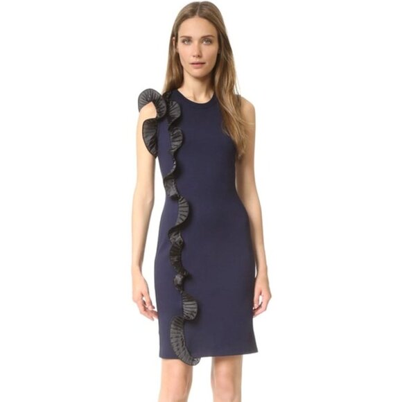 Opening Ceremony Ruffle Tank Dress Mini Fitted Ink Navy Blue Black Mini XS - Picture 1 of 15